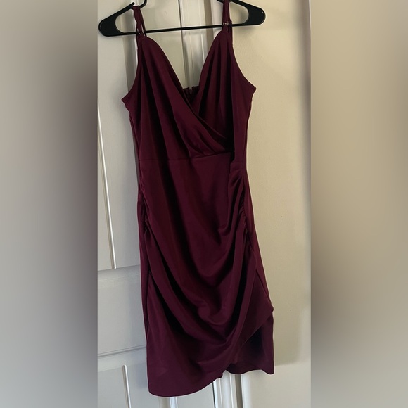 Grace Karin Elegant One-Shoulder Burgundy Dress - Picture 4 of 7